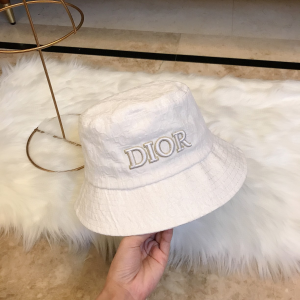 Dior White Oblique Jacquard Bucket Cap Hats 