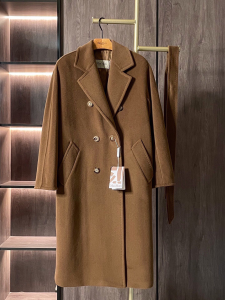 Max Mara Coat Double Breasted Midi Coat Brown Wool Fabric Max Mara Coat Double Breasted Midi Coat Brown Wool Fabric