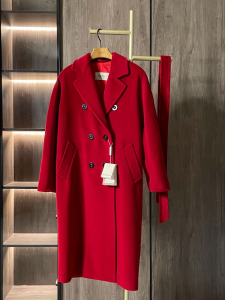 Max Mara Coat Double Breasted Midi Coat Red Wool Fabric Max Mara Coat Double Breasted Midi Coat Red Wool Fabric