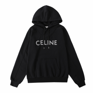 Celine Black Cotton Hooded Sweatshirt 