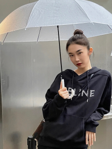 Luxury Womens Clothing Celine Black Cotton Hooded Sweatshirt SML A155PP480 AA166192