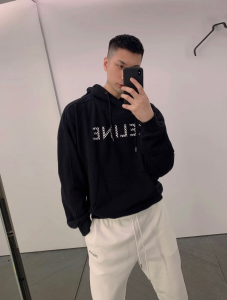 Luxury Womens Clothing Celine Black Cotton Hooded Sweatshirt SML A155PP480 AA166192