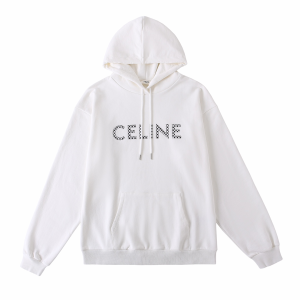 Celine White Cotton Hooded Sweatshirt 