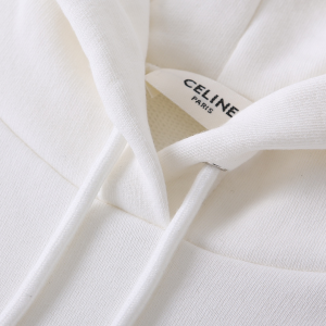 Luxury Womens Clothing Celine White Cotton Hooded Sweatshirt SML A155PP480 AA166193