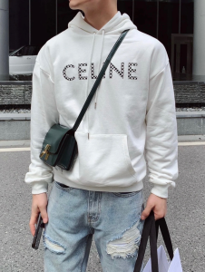 Luxury Womens Clothing Celine White Cotton Hooded Sweatshirt SML A155PP480 AA166193