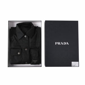 Luxury Womens Clothing Prada Black Re Nylon Oversized Jacket SML A155PP580 AA166203