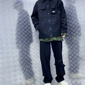 Luxury Womens Clothing Prada Black Re Nylon Oversized Jacket SML A155PP580 AA166203