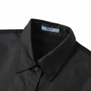 Luxury Womens Clothing Prada Black Re Nylon Shirt SML A155PP380 AA166200