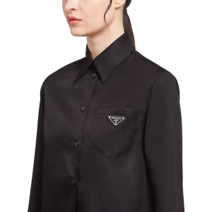 Luxury Womens Clothing Prada Black Re Nylon Shirt SML A155PP380 AA166200