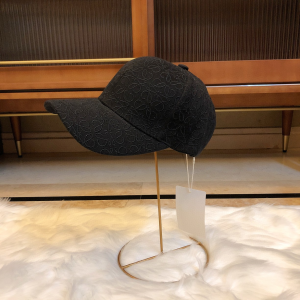 Loewe Anagram Canvas Baseball Cat Hat Black 
