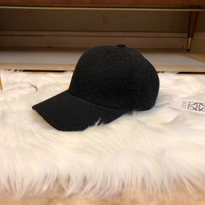 Luxury Womens Hat Loewe Anagram Canvas Baseball Cat Hat in Black A190PP95 AA166349