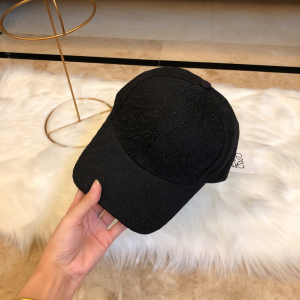 Luxury Womens Hat Loewe Anagram Canvas Baseball Cat Hat in Black A190PP95 AA166349