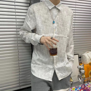 Luxury Mens Clothing Dior Oblique Overshirt in White SML A155PP380 AA166824