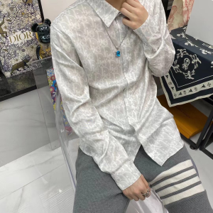 Luxury Mens Clothing Dior Oblique Overshirt in White SML A155PP380 AA166824