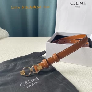 Luxury Womens Belts Celine Horsebit Leather Belt in Tan 18MM A175PP240 AA166846