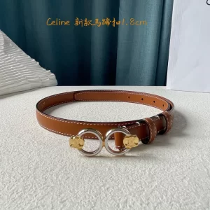 Luxury Womens Belts Celine Horsebit Leather Belt in Tan 18MM A175PP240 AA166846