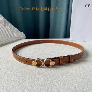 Luxury Womens Belts Celine Horsebit Leather Belt in Tan 18MM A175PP240 AA166846