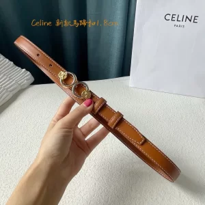 Luxury Womens Belts Celine Horsebit Leather Belt in Tan 18MM A175PP240 AA166846