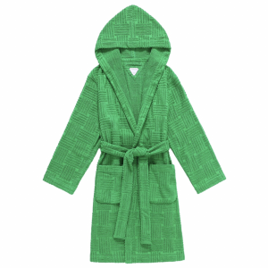 Bottega Veneta Intrecciato Pattern Hooded Cotton Bathrobe Grass Bottega Veneta Intrecciato Pattern Hooded Cotton Bathrobe Grass
