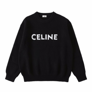 Celine Oversized Celine Embroidered Sweater Wool Black Celine Oversized Celine Embroidered Sweater Wool Black