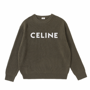Celine Oversized Celine Embroidered Sweater Wool Khaki Celine Oversized Celine Embroidered Sweater Wool Khaki