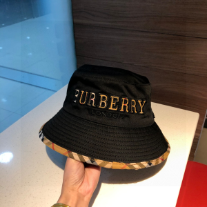 Burberry Black Cotton Bucket Cap Hat 