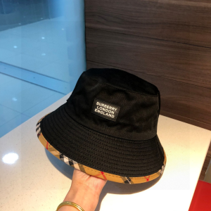 Luxury Womens Hats Burberry Black Cotton Bucket Cap Hat A190PP95 AA167019