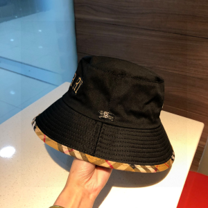 Luxury Womens Hats Burberry Black Cotton Bucket Cap Hat A190PP95 AA167019