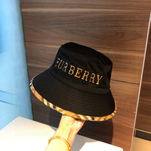 Luxury Womens Hats Burberry Black Cotton Bucket Cap Hat A190PP95 AA167019