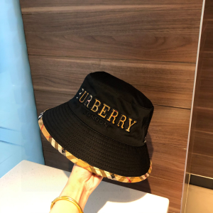 Luxury Womens Hats Burberry Black Cotton Bucket Cap Hat A190PP95 AA167019