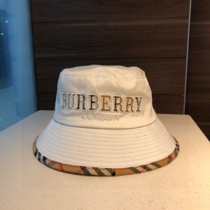 Luxury Womens Hats Burberry White Cotton Bucket Cap Hat A190PP95 AA167020