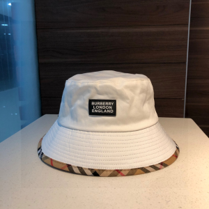 Luxury Womens Hats Burberry White Cotton Bucket Cap Hat A190PP95 AA167020