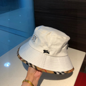 Luxury Womens Hats Burberry White Cotton Bucket Cap Hat A190PP95 AA167020