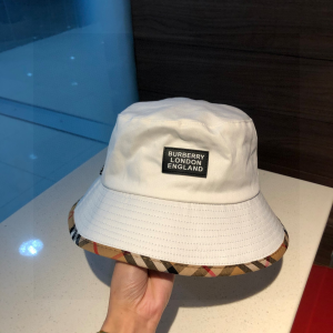 Luxury Womens Hats Burberry White Cotton Bucket Cap Hat A190PP95 AA167020