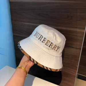 Luxury Womens Hats Burberry White Cotton Bucket Cap Hat A190PP95 AA167020