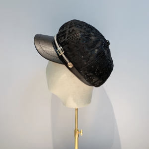 Fendi FF Logo Beret Cotton Cap Hat Black 