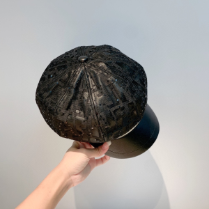 Luxury Womens Hats Fendi FF Logo Beret Cotton Cap Hat in Black A190PP115 AA167010