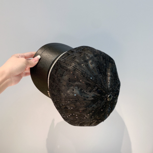 Luxury Womens Hats Fendi FF Logo Beret Cotton Cap Hat in Black A190PP115 AA167010