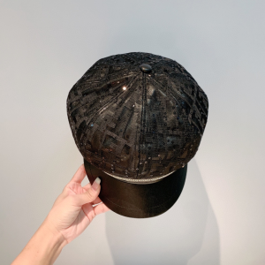 Luxury Womens Hats Fendi FF Logo Beret Cotton Cap Hat in Black A190PP115 AA167010