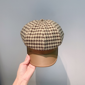 Luxury Womens Hats Gucci Tweed Beret Cotton Cap Hat in Beige A190PP110 AA167012