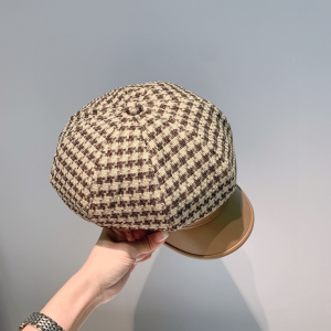 Luxury Womens Hats Gucci Tweed Beret Cotton Cap Hat in Beige A190PP110 AA167012