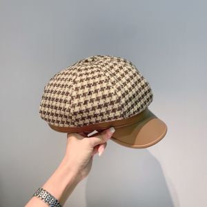 Luxury Womens Hats Gucci Tweed Beret Cotton Cap Hat in Beige A190PP110 AA167012