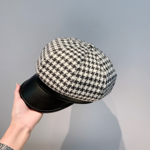Luxury Womens Hats Gucci Tweed Beret Cotton Cap Hat in Black White A190PP110 AA167011