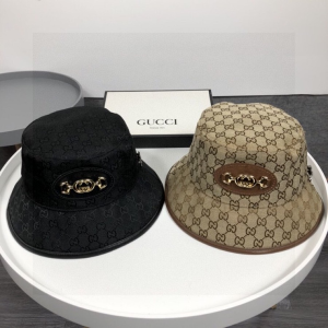 Luxury Womens Hats Gucci Horsebit GG Canvas Bucket Hat in Beige A190PP95 AA167635