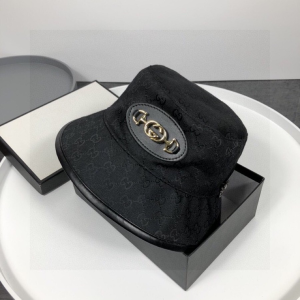 Luxury Womens Hats Gucci Horsebit GG Canvas Bucket Hat in Black A190PP95 AA167634