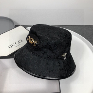 Luxury Womens Hats Gucci Horsebit GG Canvas Bucket Hat in Black A190PP95 AA167634