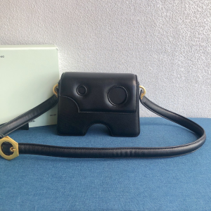 OFF White Shoulder Bag co Virgil Abloh Burrow 22 Cutout Leather Foldover Shoulder Bag Black OFF White Shoulder Bag co Virgil Abloh Burrow 22 Cutout Leather Foldover Shoulder Bag Black