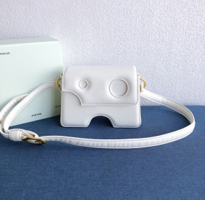 OFF White Shoulder Bag co Virgil Abloh Burrow 22 Cutout Leather Foldover Shoulder Bag White OFF White Shoulder Bag co Virgil Abloh Burrow 22 Cutout Leather Foldover Shoulder Bag White