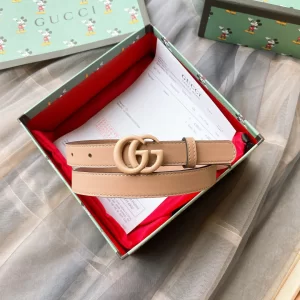 Gucci GG Marmont Think Leather Belt Beige 20MM 