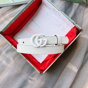 Gucci GG Marmont Think Leather Belt White 20MM 